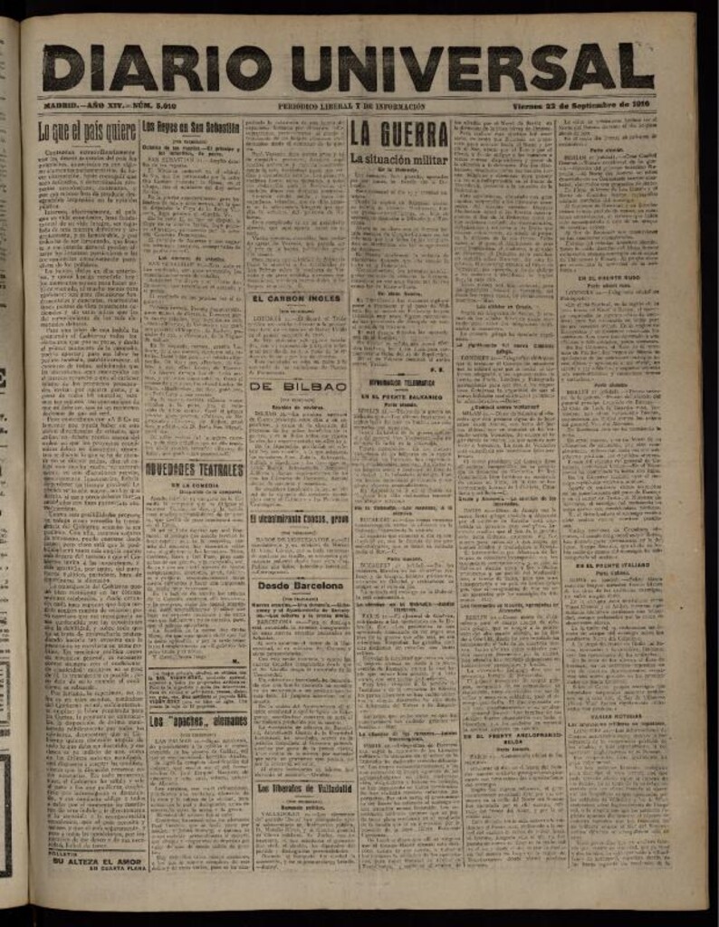 Miniatura de Diario Universal del 22 de septiembre de 1916