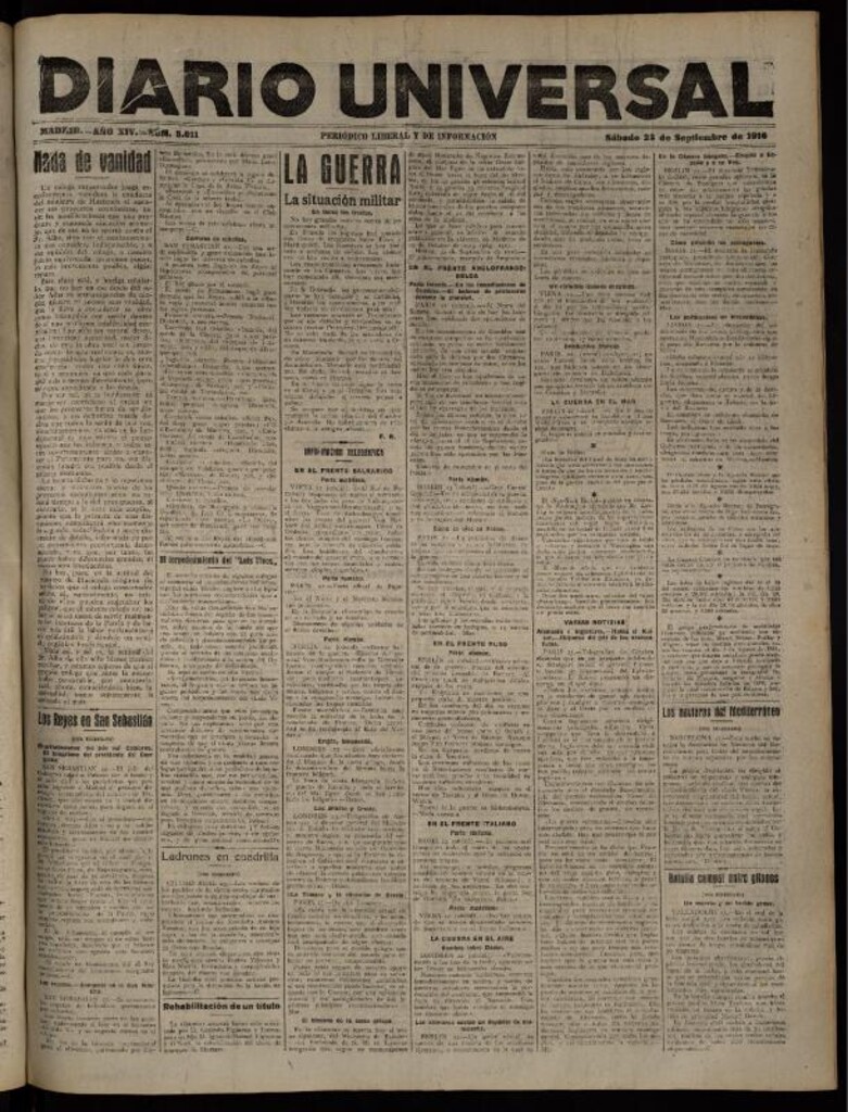 Miniatura de Diario Universal del 23 de septiembre de 1916