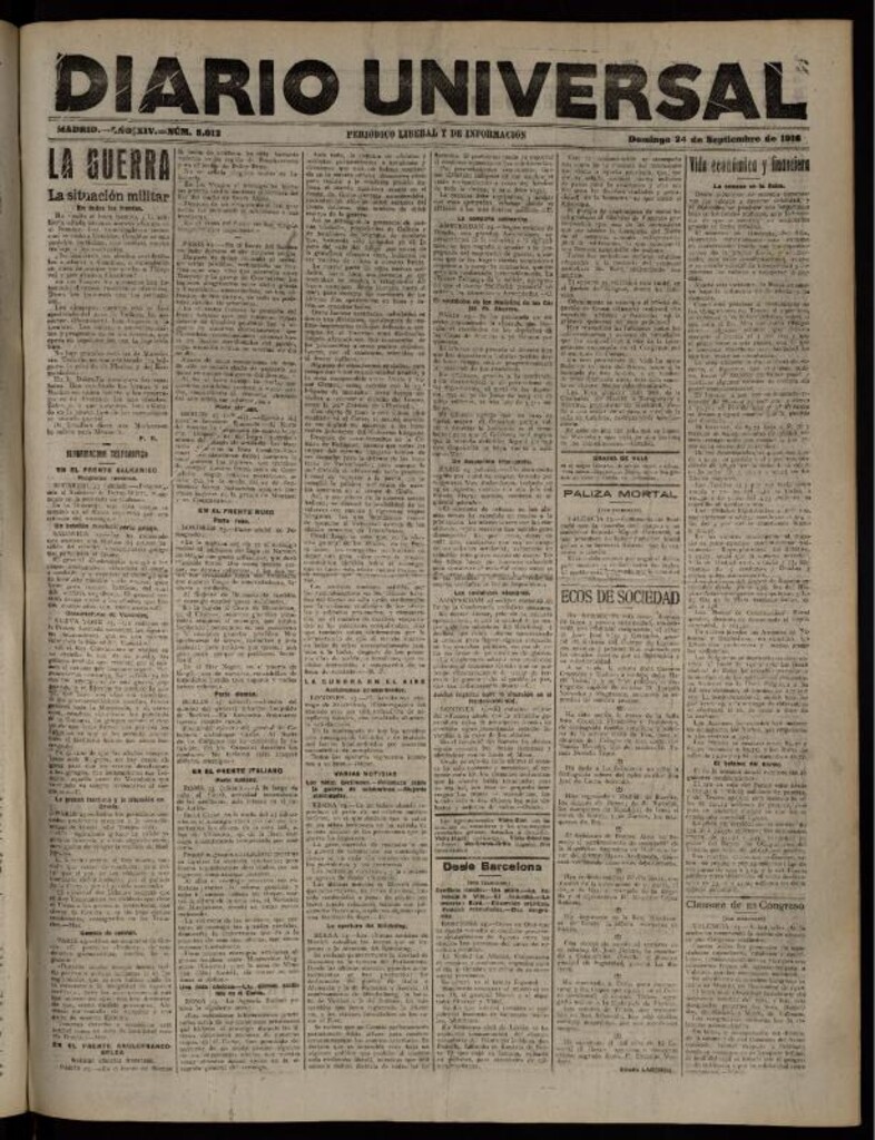 Miniatura de Diario Universal del 24 de septiembre de 1916