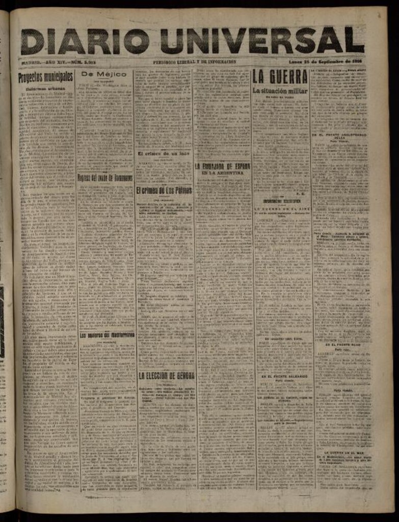 Miniatura de Diario Universal del 25 de septiembre de 1916