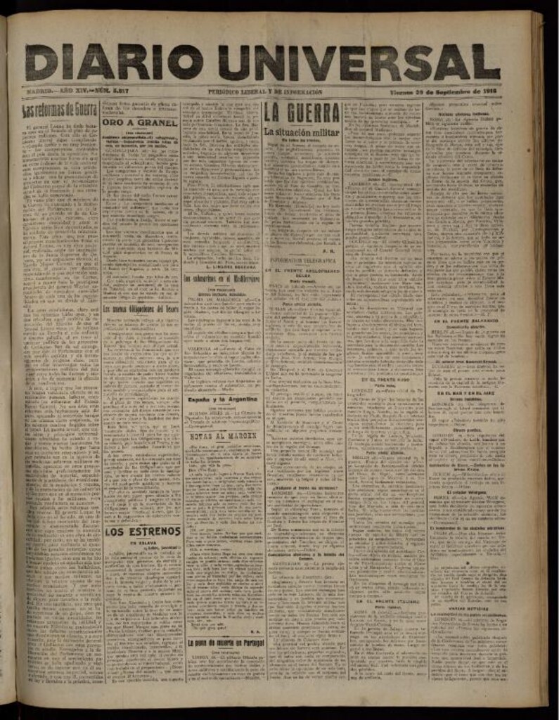Miniatura de Diario Universal del 29 de septiembre de 1916