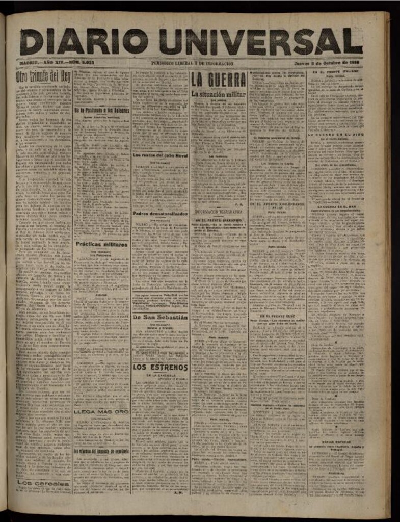 Miniatura de Diario Universal del 5 de octubre de 1916