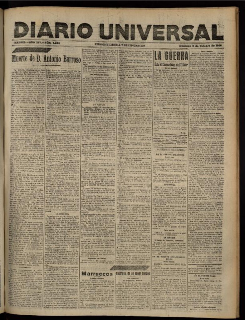 Miniatura de Diario Universal del 8 de octubre de 1916