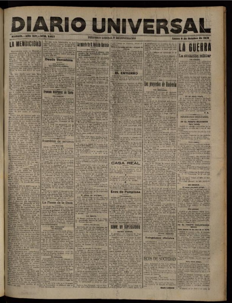 Miniatura de Diario Universal del 9 de octubre de 1916