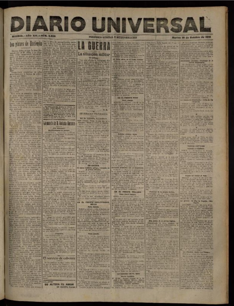 Miniatura de Diario Universal del 10 de octubre de 1916