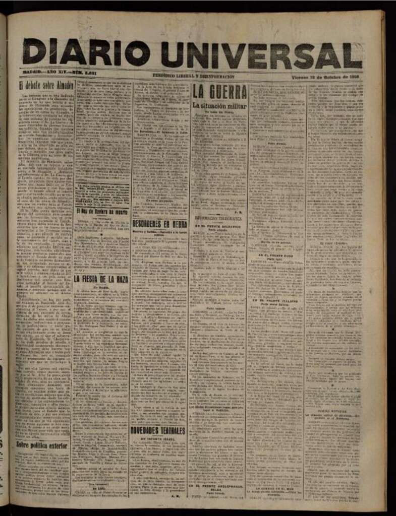 Miniatura de Diario Universal del 13 de octubre de 1916