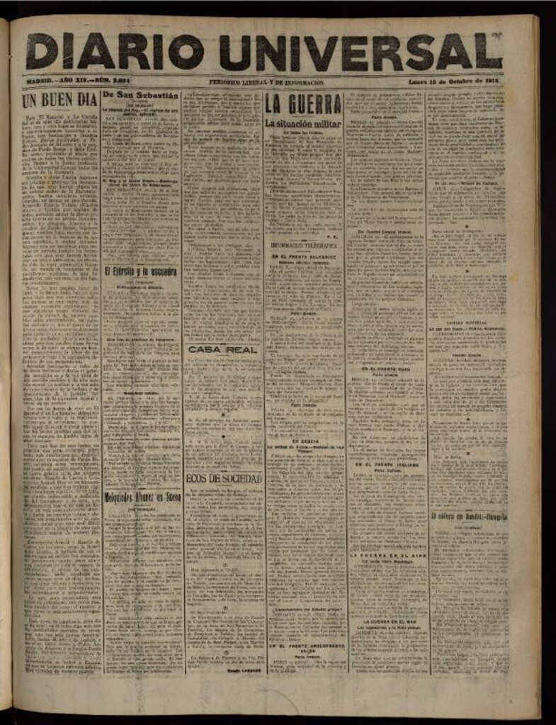 Miniatura de Diario Universal del 16 de octubre de 1916