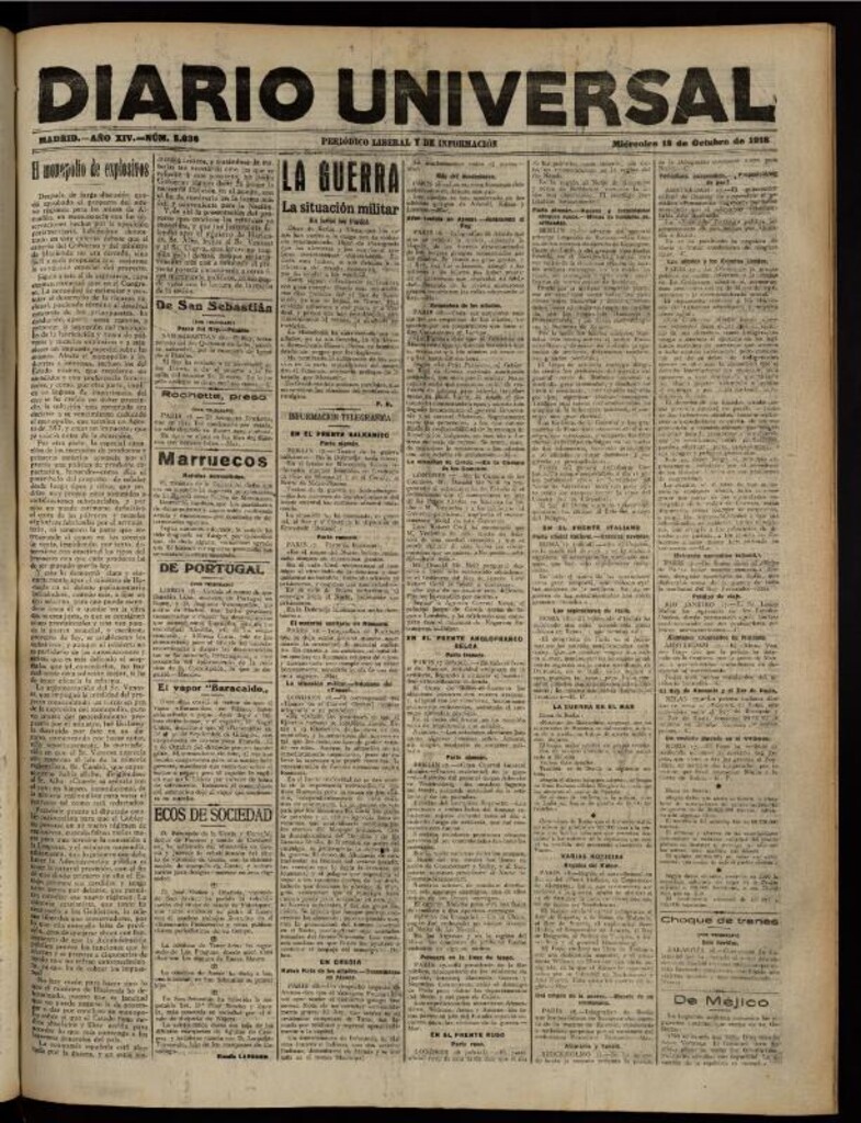 Miniatura de Diario Universal del 18 de octubre de 1916