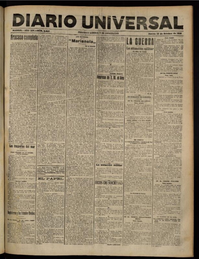 Miniatura de Diario Universal del 19 de octubre de 1916