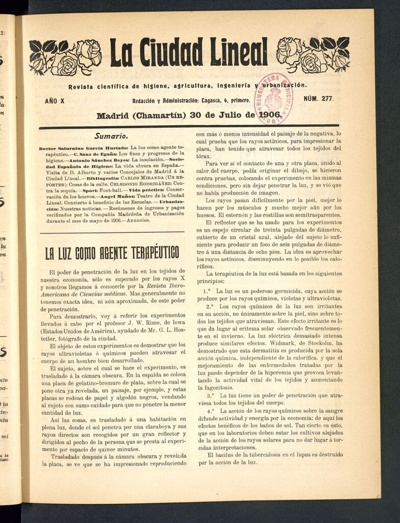 Miniatura de La Ciudad Lineal : órgano oficial de la Compañía Madrileña de Urbanización del 30 de julio de 1906