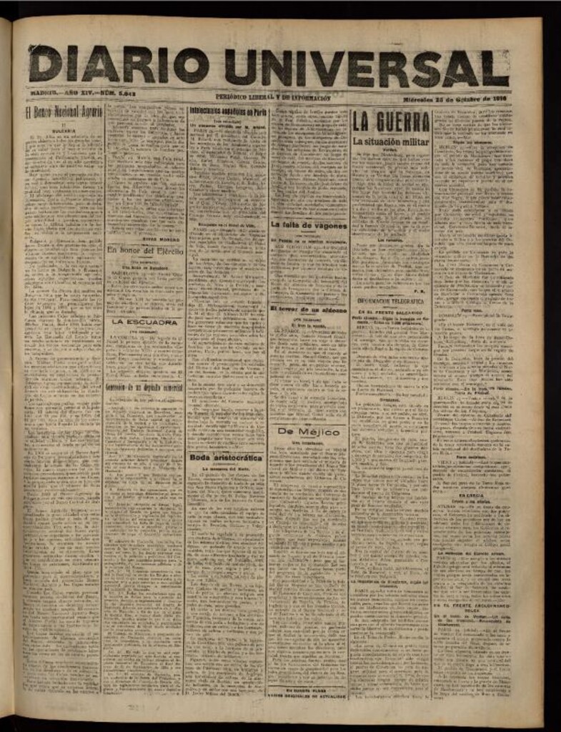 Miniatura de Diario Universal del 25 de octubre de 1916