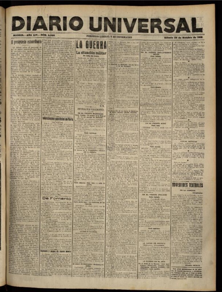 Miniatura de Diario Universal del 28 de octubre de 1916