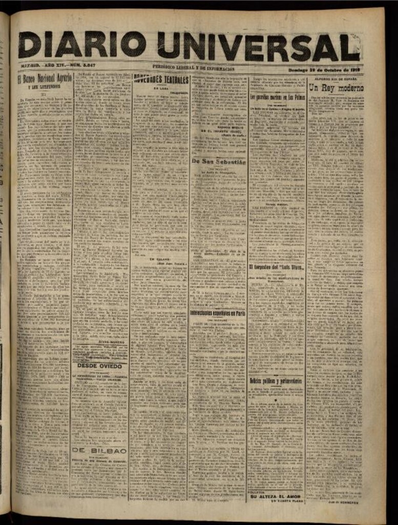 Miniatura de Diario Universal del 29 de octubre de 1916