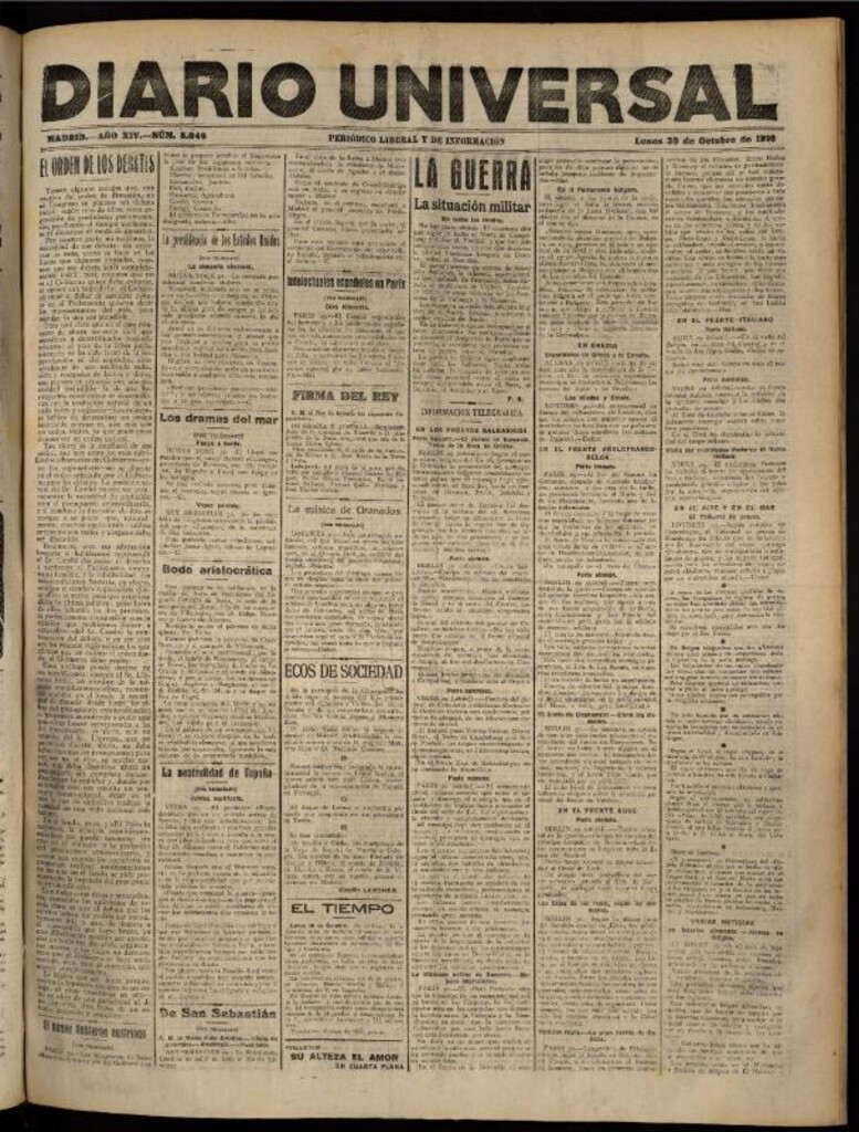 Miniatura de Diario Universal del 30 de octubre de 1916