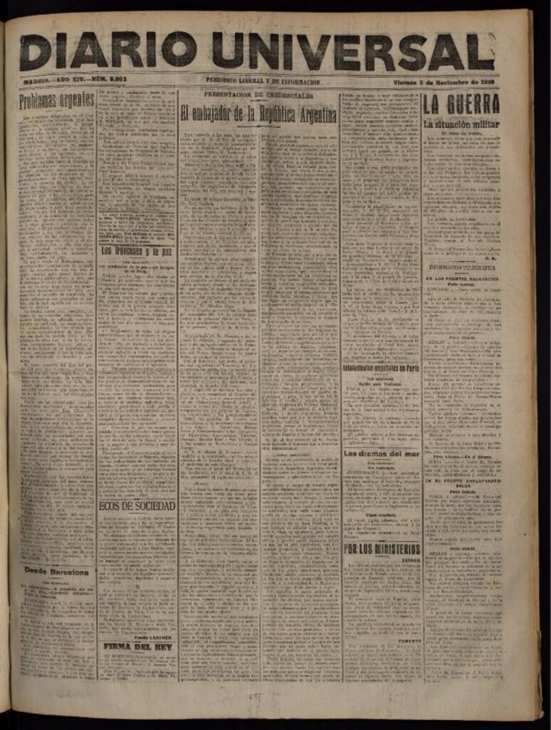 Miniatura de Diario Universal del 3 de noviembre de 1916