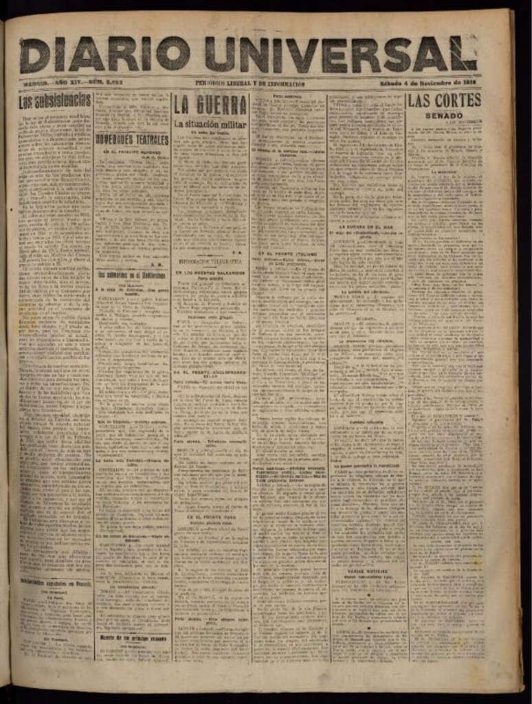 Miniatura de Diario Universal del 4 de noviembre de 1916
