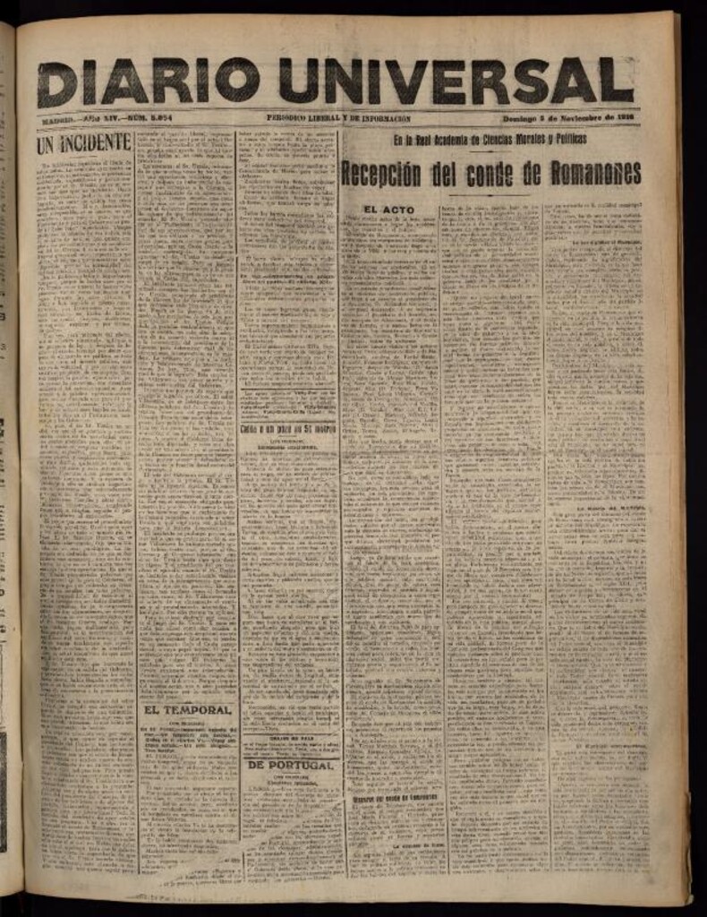 Miniatura de Diario Universal del 5 de noviembre de 1916