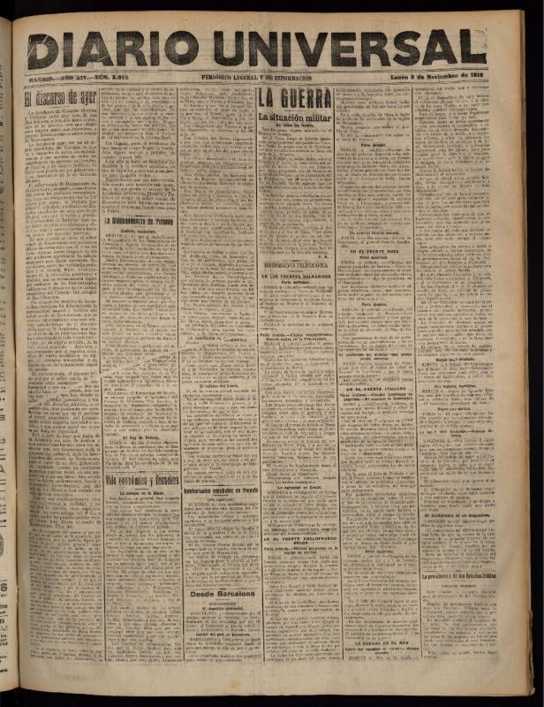 Miniatura de Diario Universal del 6 de noviembre de 1916