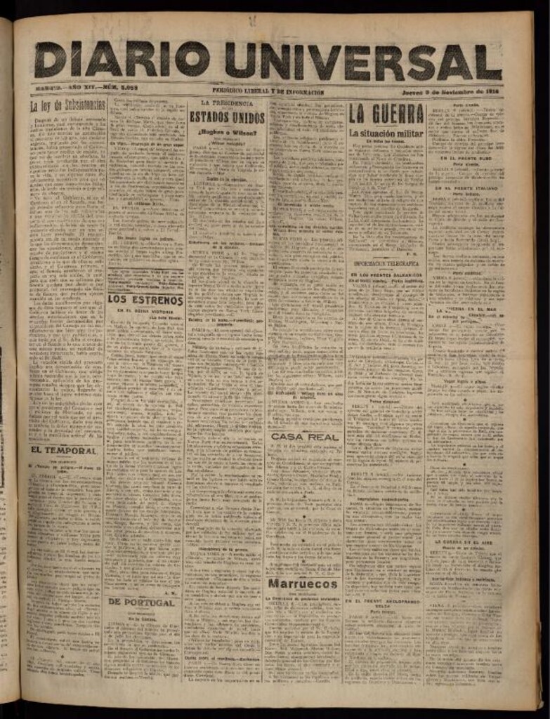 Miniatura de Diario Universal del 9 de noviembre de 1916