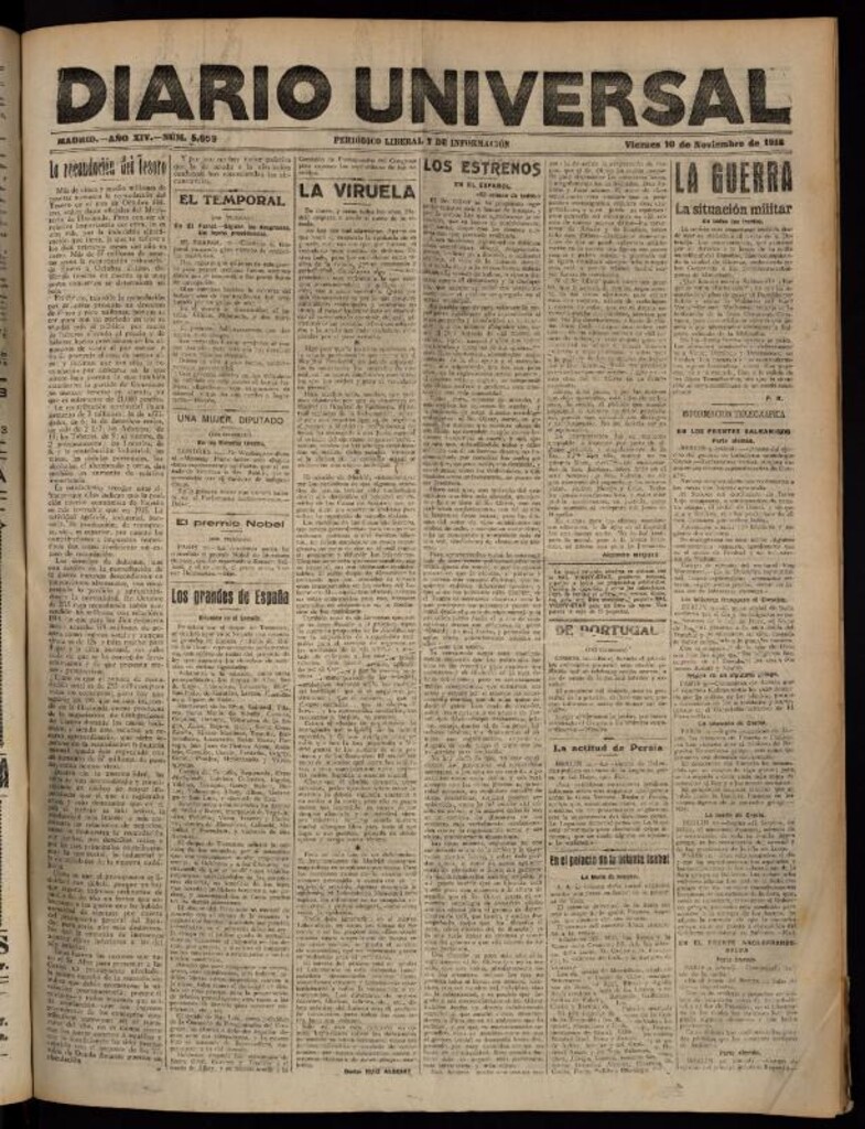 Miniatura de Diario Universal del 10 de noviembre de 1916