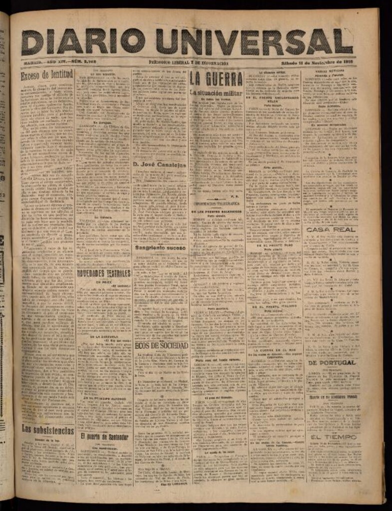 Miniatura de Diario Universal del 11 de noviembre de 1916