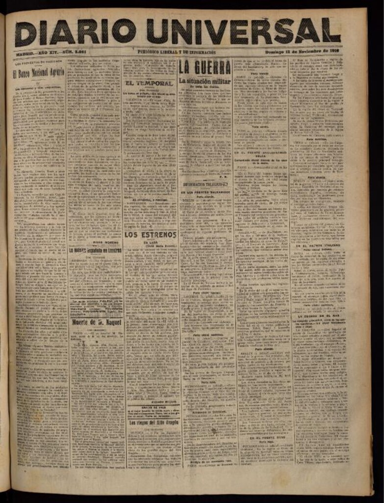 Miniatura de Diario Universal del 12 de noviembre de 1916