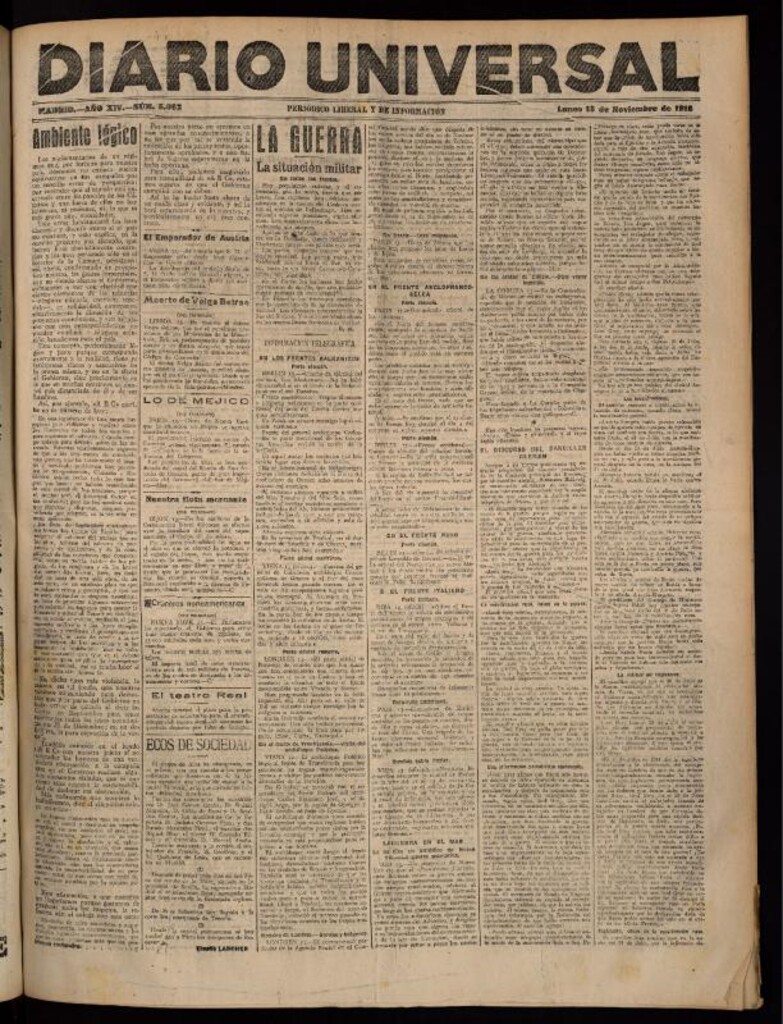 Miniatura de Diario Universal del 13 de noviembre de 1916