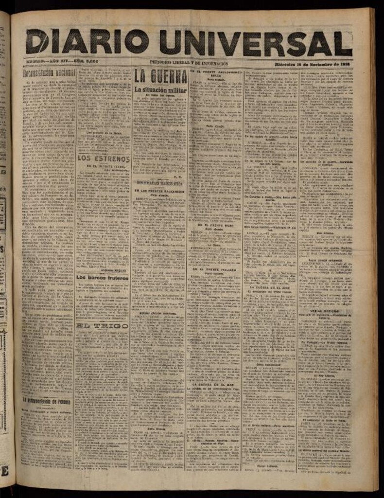 Miniatura de Diario Universal del 15 de noviembre de 1916