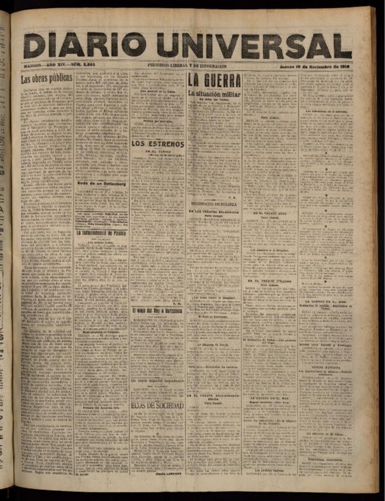 Miniatura de Diario Universal del 16 de noviembre de 1916