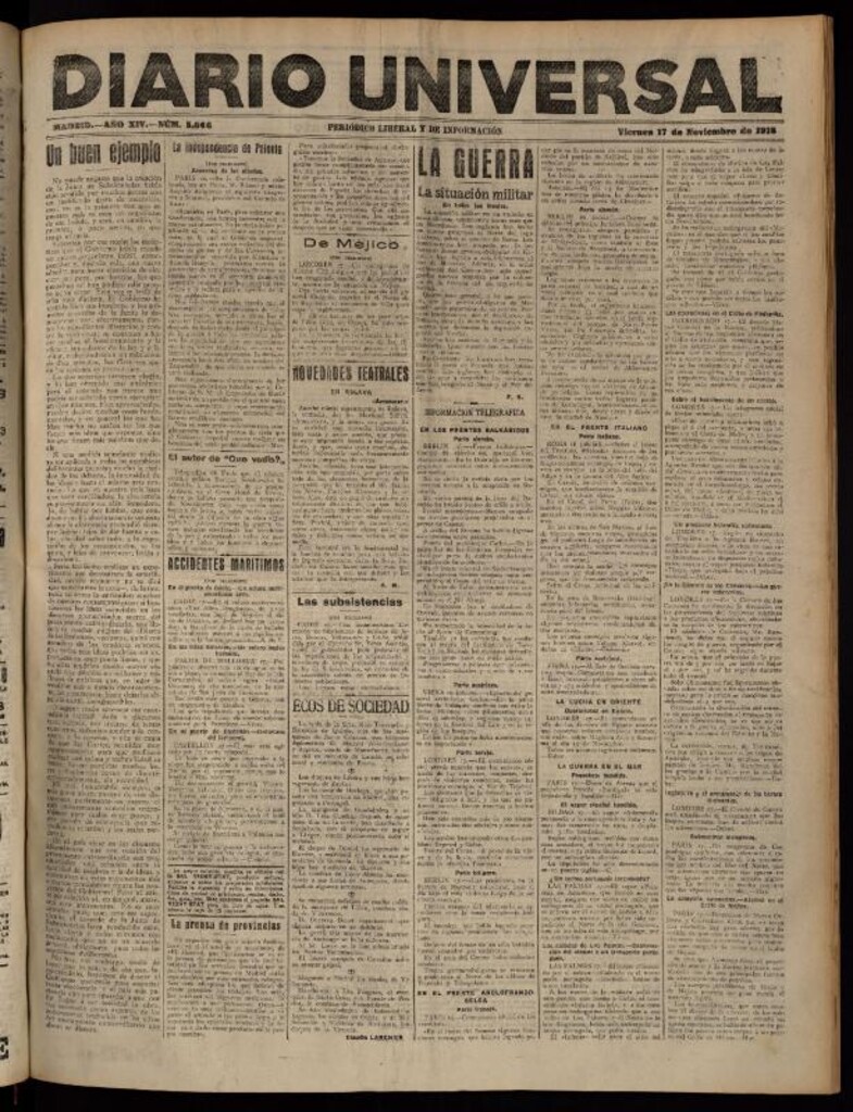 Miniatura de Diario Universal del 17 de noviembre de 1916