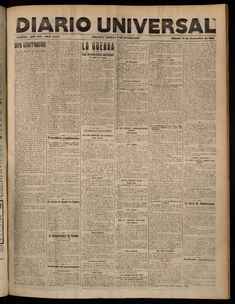 Miniatura de Diario Universal del 18 de noviembre de 1916