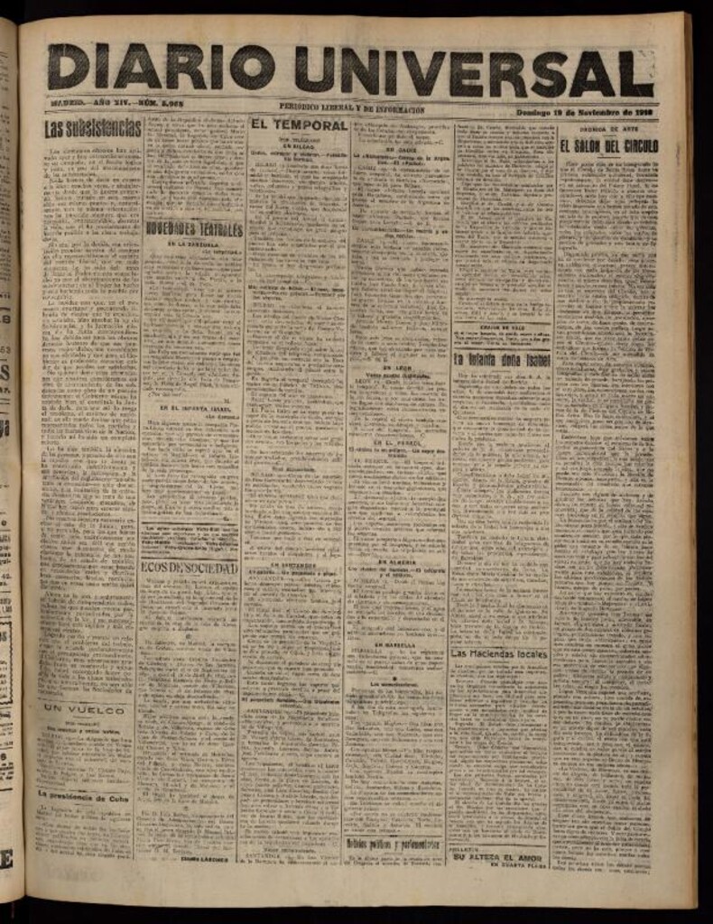 Miniatura de Diario Universal del 19 de noviembre de 1916