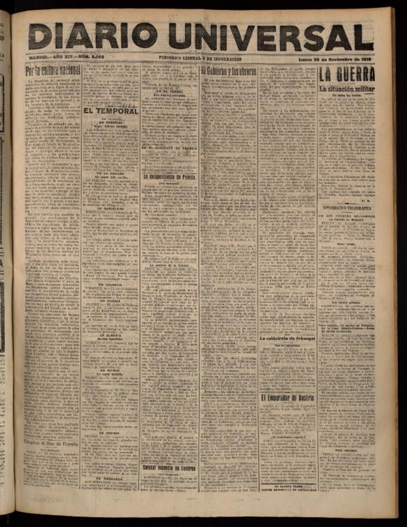 Miniatura de Diario Universal del 20 de noviembre de 1916