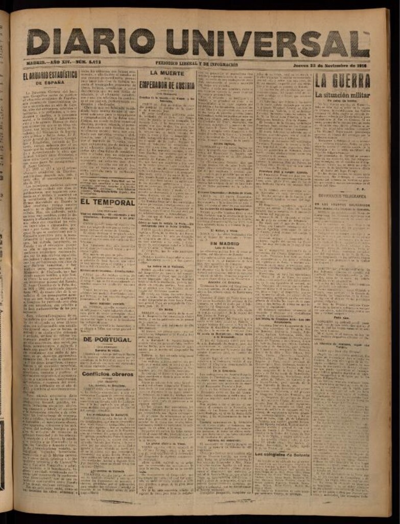 Miniatura de Diario Universal del 23 de noviembre de 1916