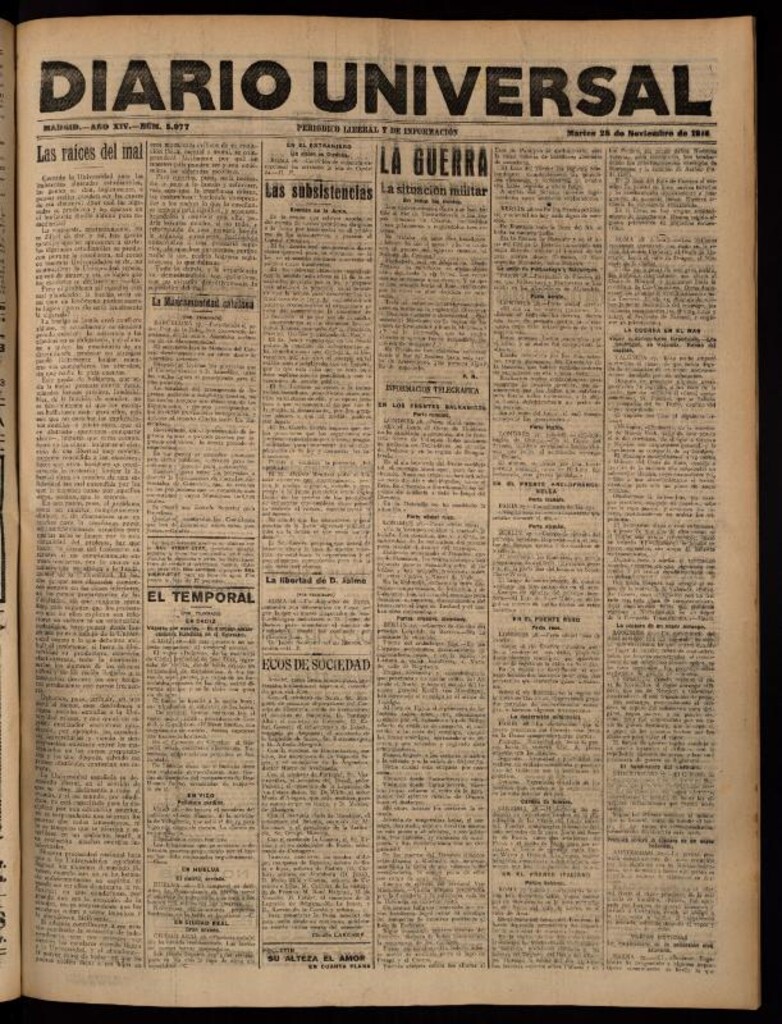 Miniatura de Diario Universal del 28 de noviembre de 1916