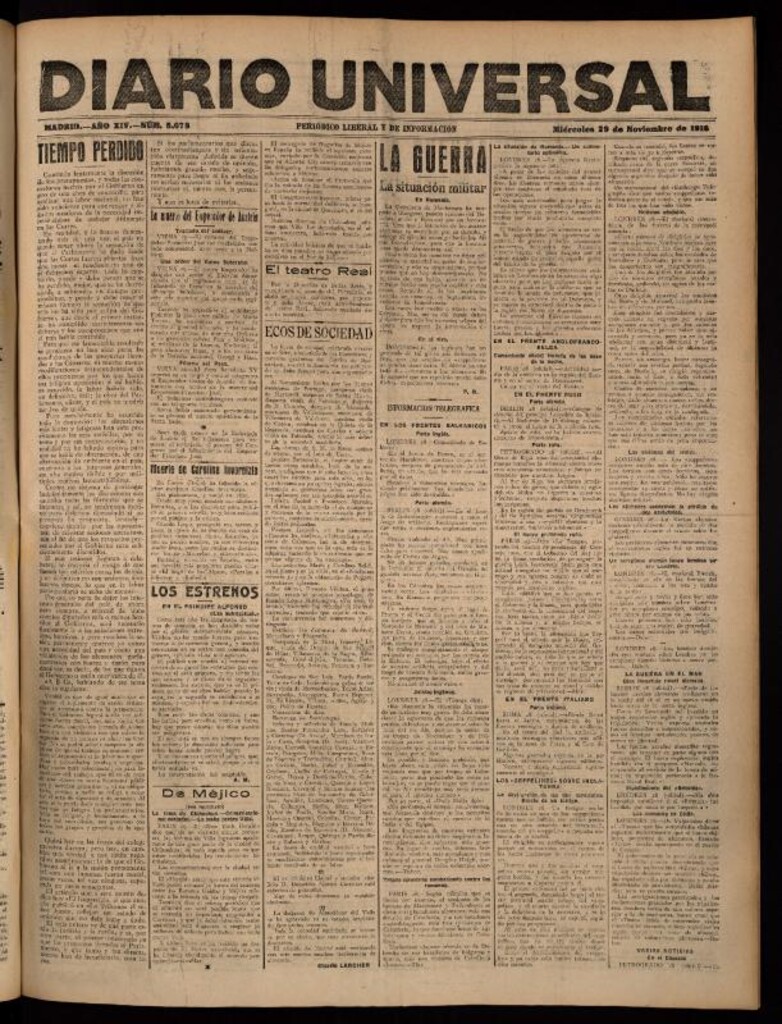 Miniatura de Diario Universal del 29 de noviembre de 1916