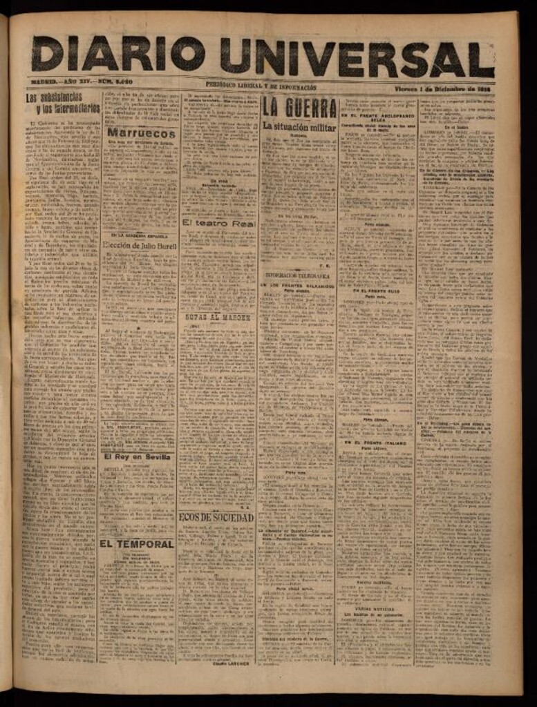 Miniatura de Diario Universal del 1 de diciembre de 1916