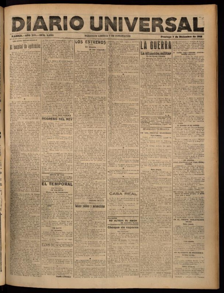 Miniatura de Diario Universal del 3 de diciembre de 1916