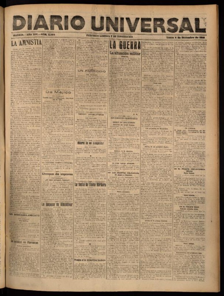 Miniatura de Diario Universal del 4 de diciembre de 1916