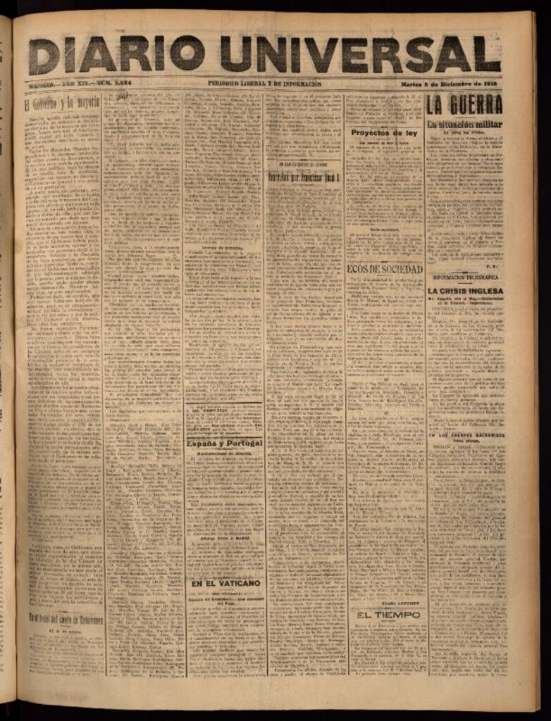 Miniatura de Diario Universal del 5 de diciembre de 1916