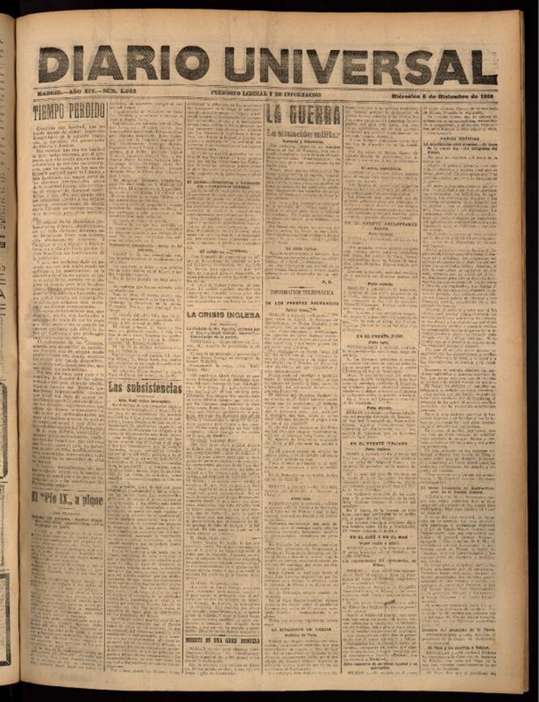 Miniatura de Diario Universal del 6 de diciembre de 1916