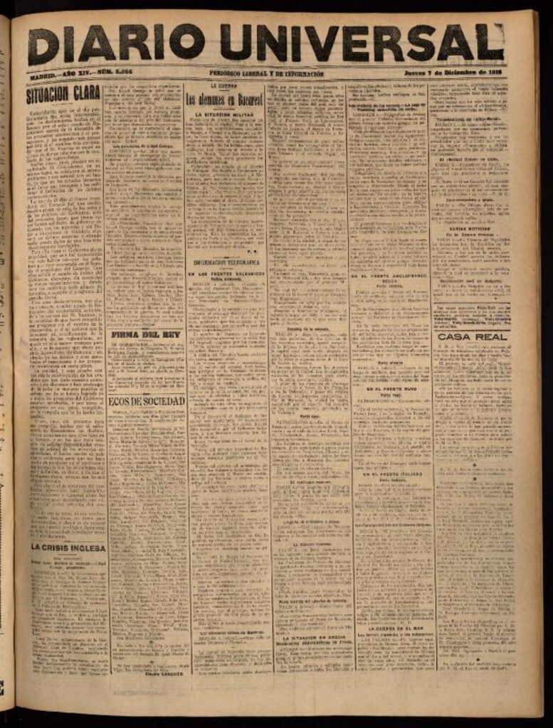 Miniatura de Diario Universal del 7 de diciembre de 1916