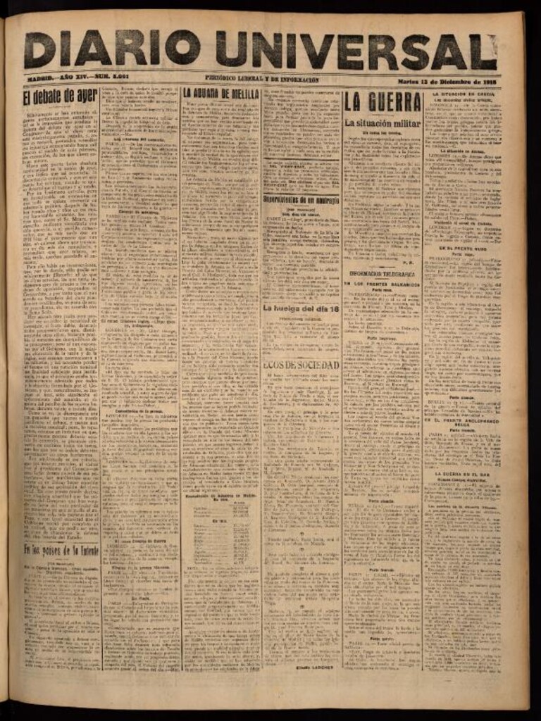 Miniatura de Diario Universal del 12 de diciembre de 1916