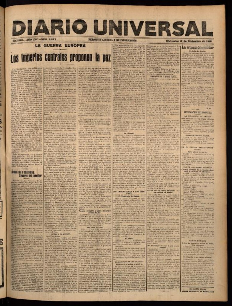 Miniatura de Diario Universal del 13 de diciembre de 1916