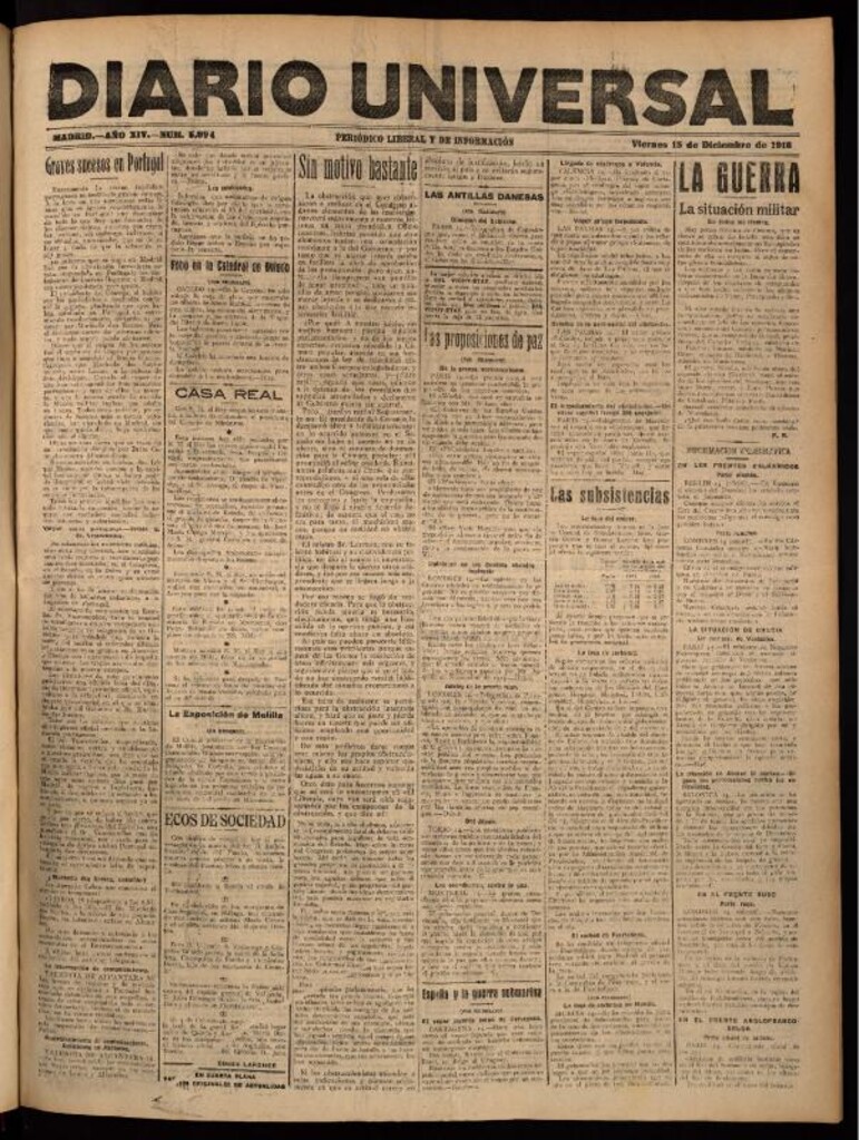 Miniatura de Diario Universal del 15 de diciembre de 1916