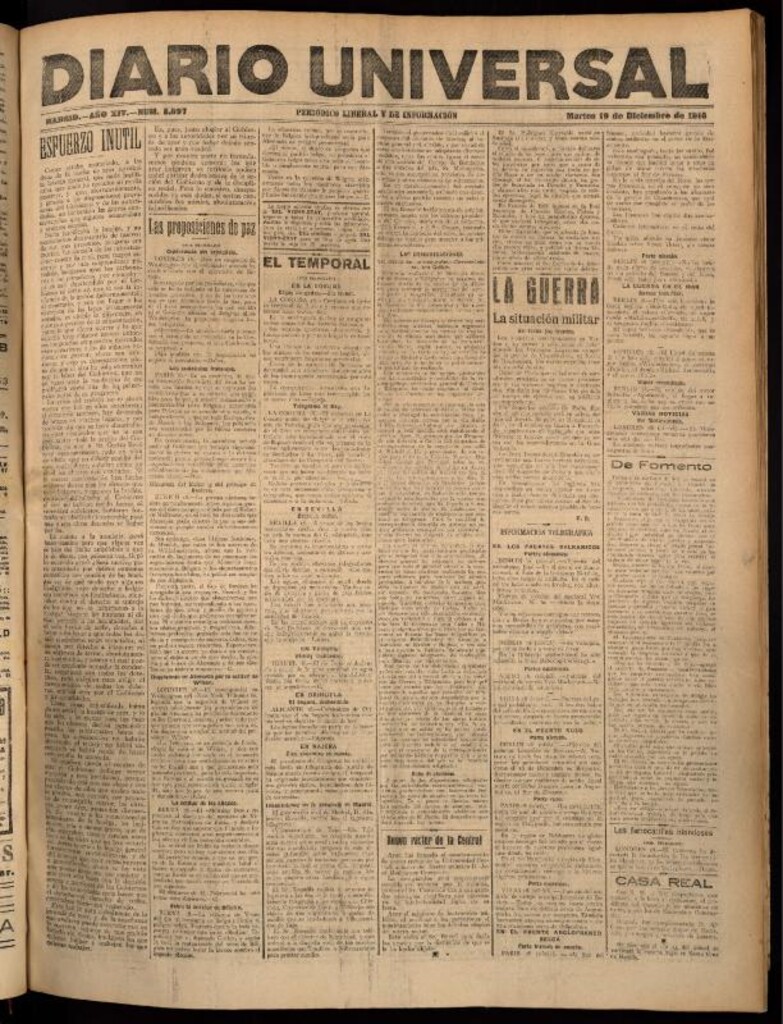 Miniatura de Diario Universal del 19 de diciembre de 1916