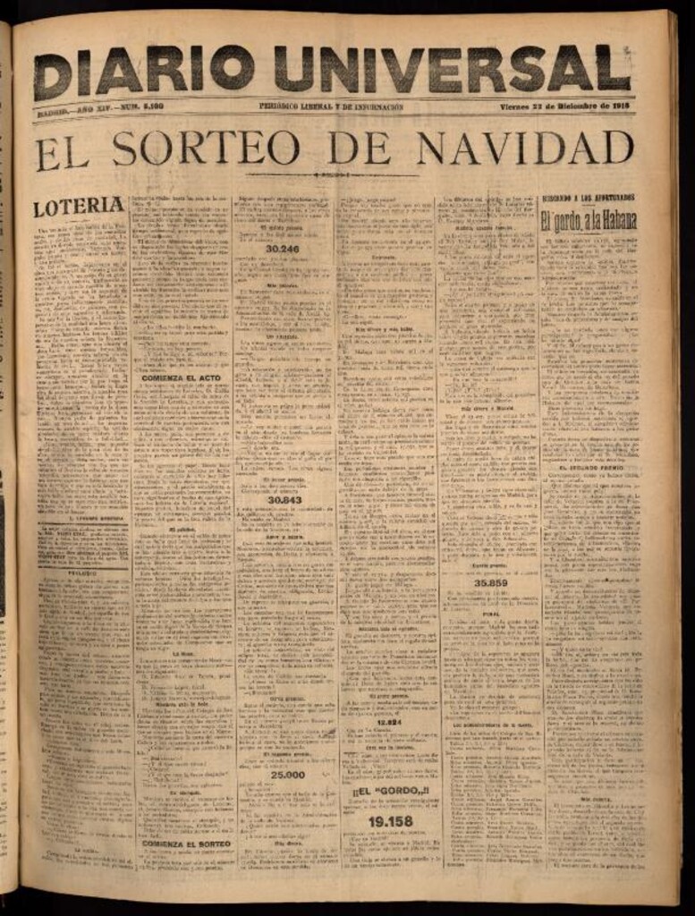 Miniatura de Diario Universal del 22 de diciembre de 1916