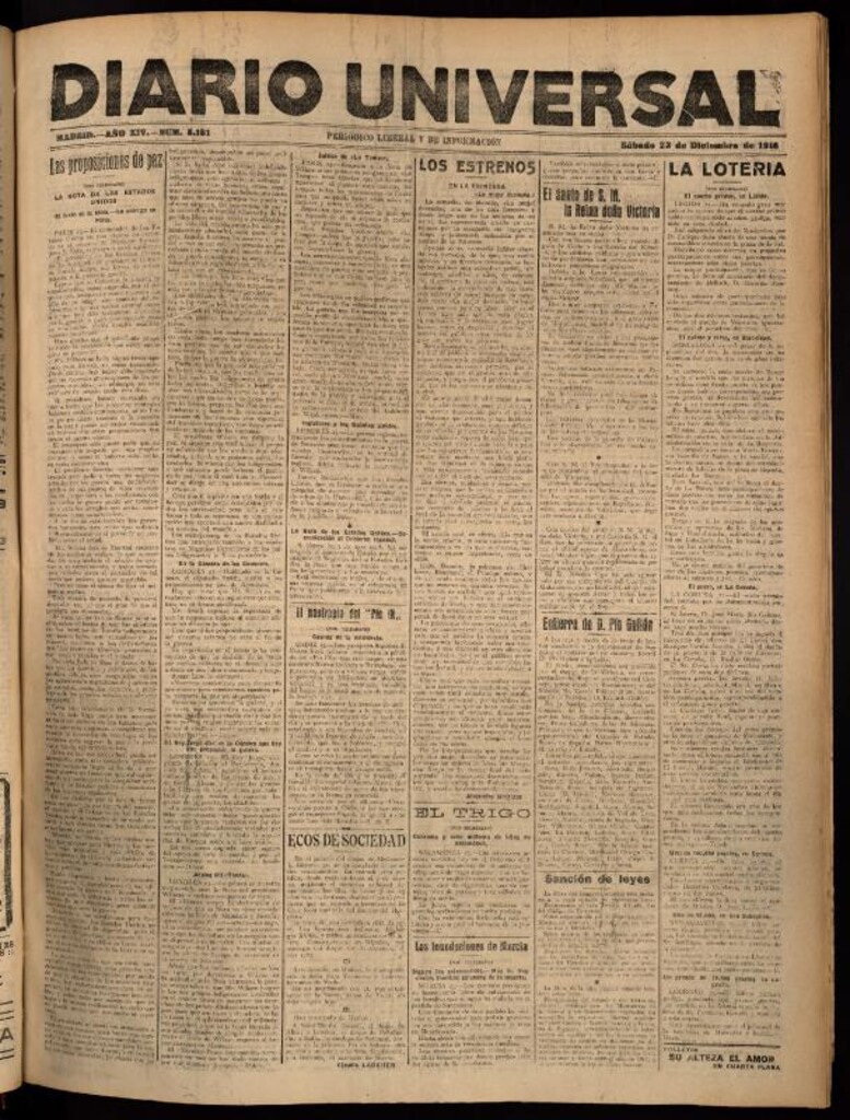 Miniatura de Diario Universal del 23 de diciembre de 1916