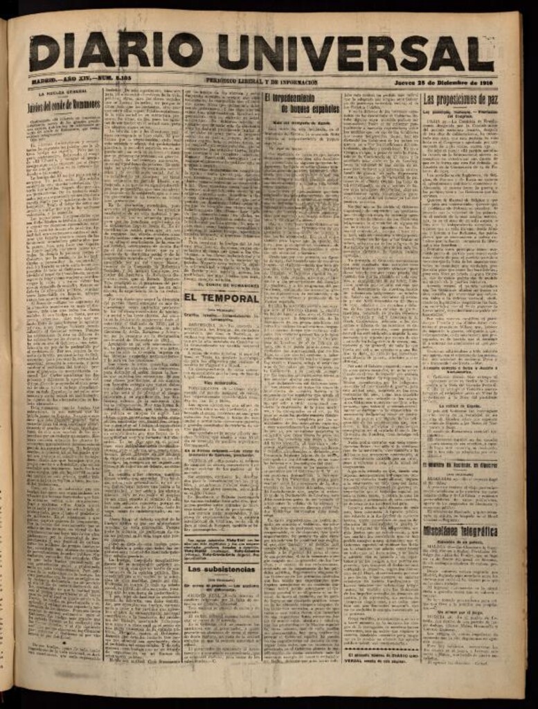 Miniatura de Diario Universal del 28 de diciembre de 1916