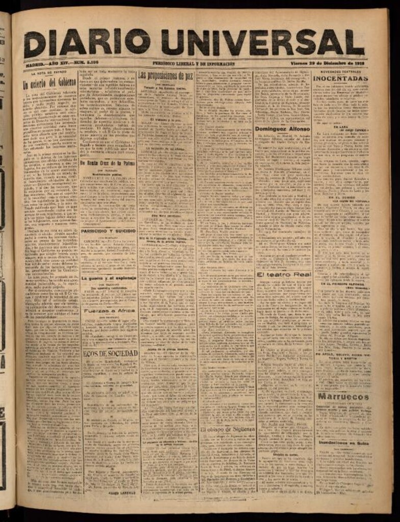 Miniatura de Diario Universal del 29 de diciembre de 1916